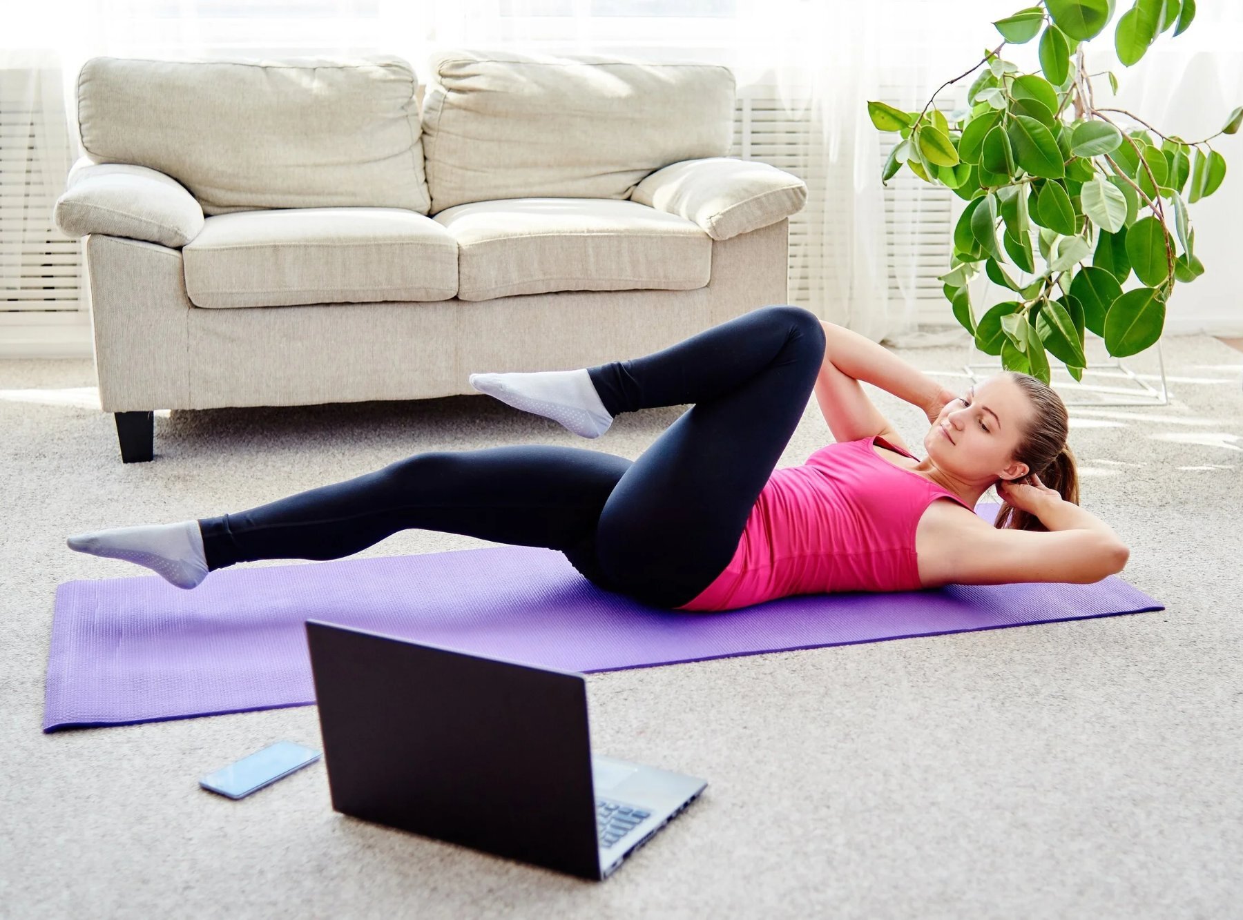 Bright pilates studio with natural light